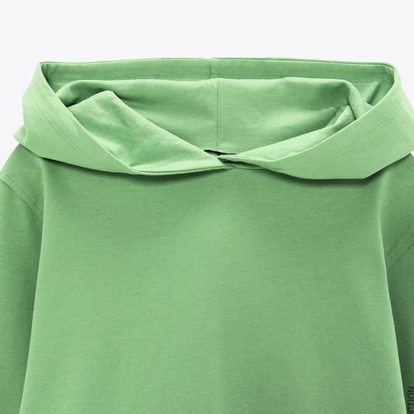 ZARA BNWT Green Hooded Long Sleeve Midi Dress with Pockets - Picture 3 of 5